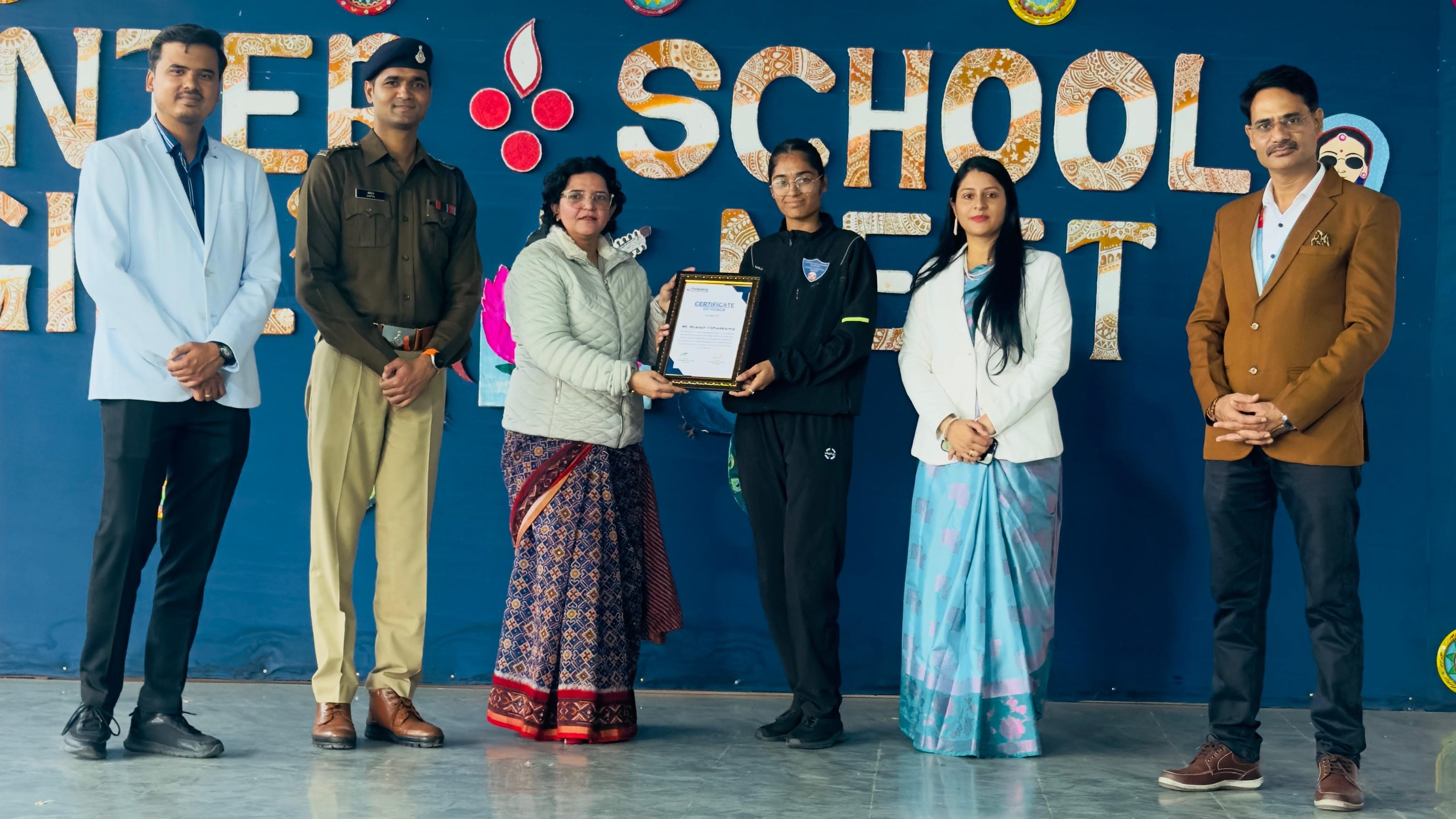 Students at Pushpdeep Girls College Khategaon being awarded at an inter-college event